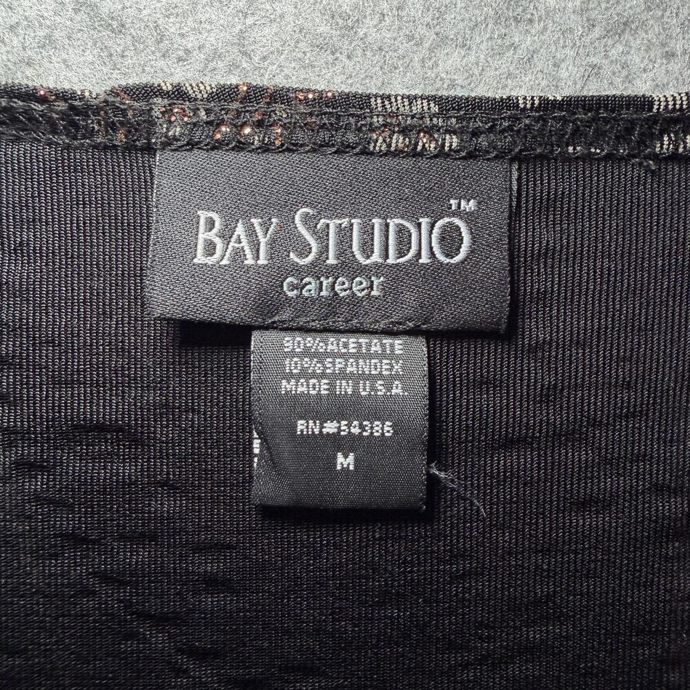 BAY STUDIO Half Sleeve Top M Black Beige Paisley Glitter - Picture 2 of 5
